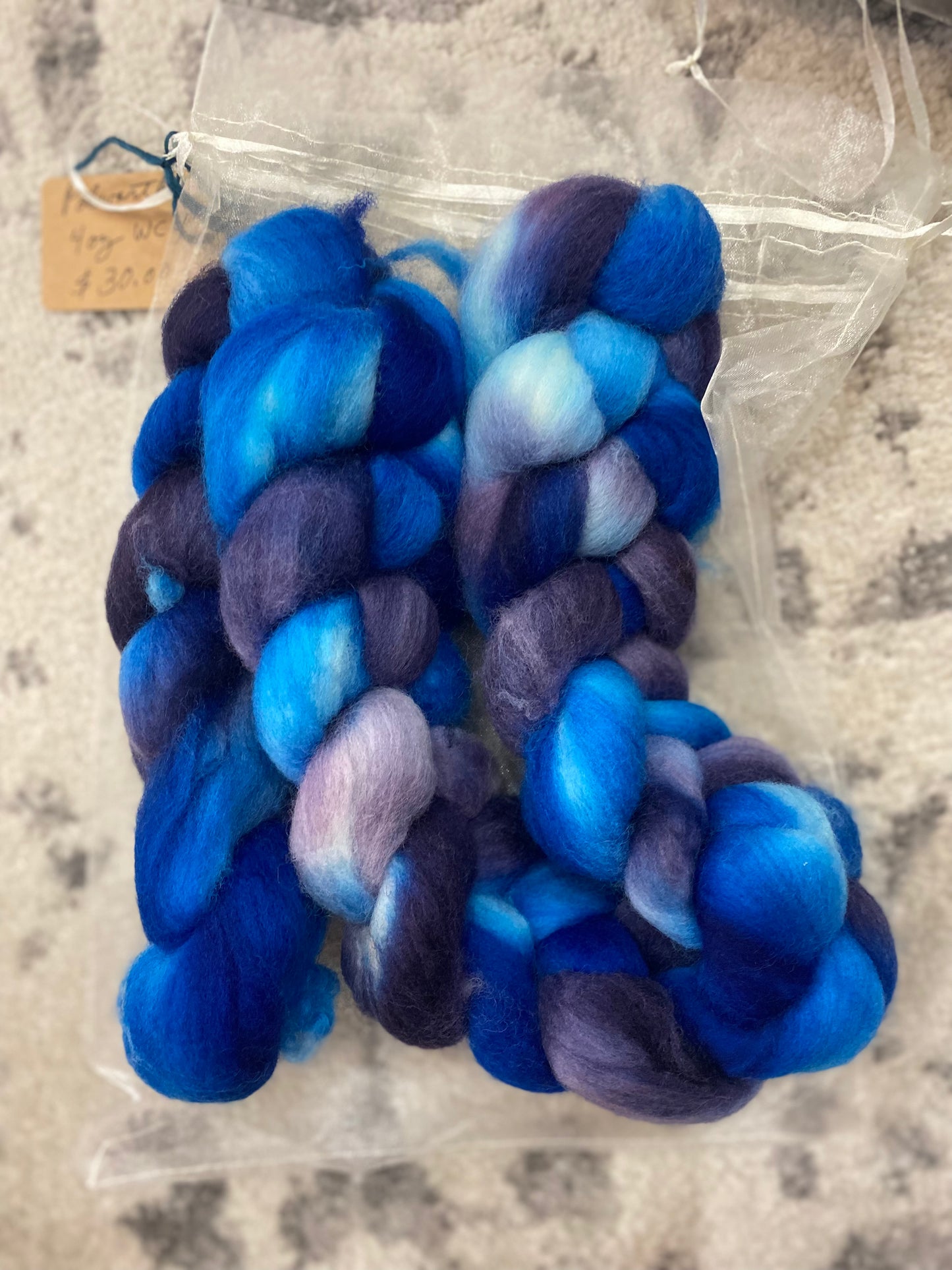 Hand Dyed Roving - 100% Wool - 4oz braid (NY)