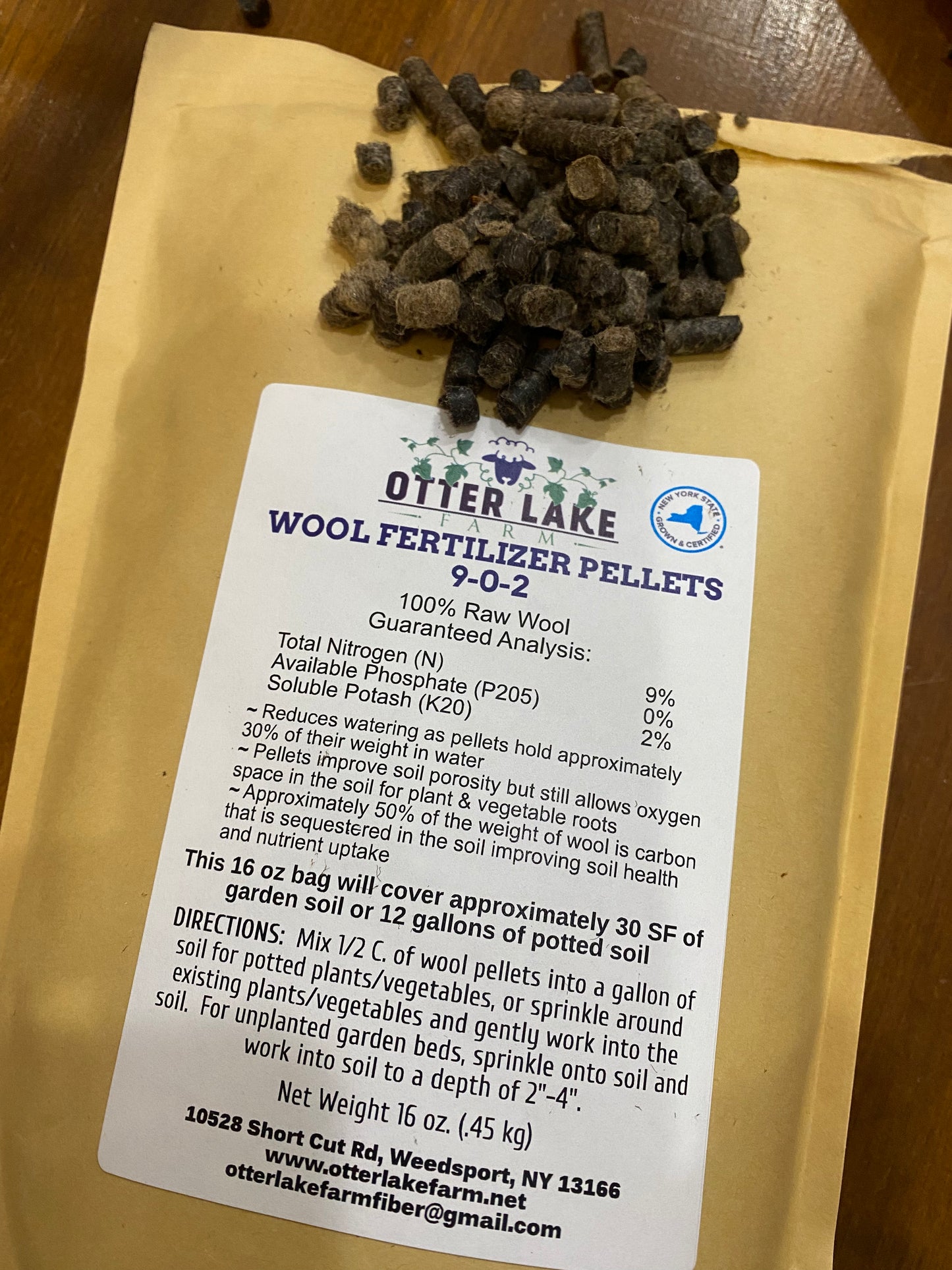 Wool Fertilizer Pellets 9-0-2 100% Raw Wool (NY)