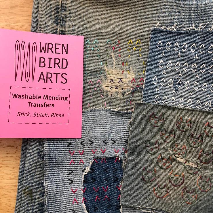 Washable Mending Transfers: Sashiko & Embroidery Patterns for Visible Mending