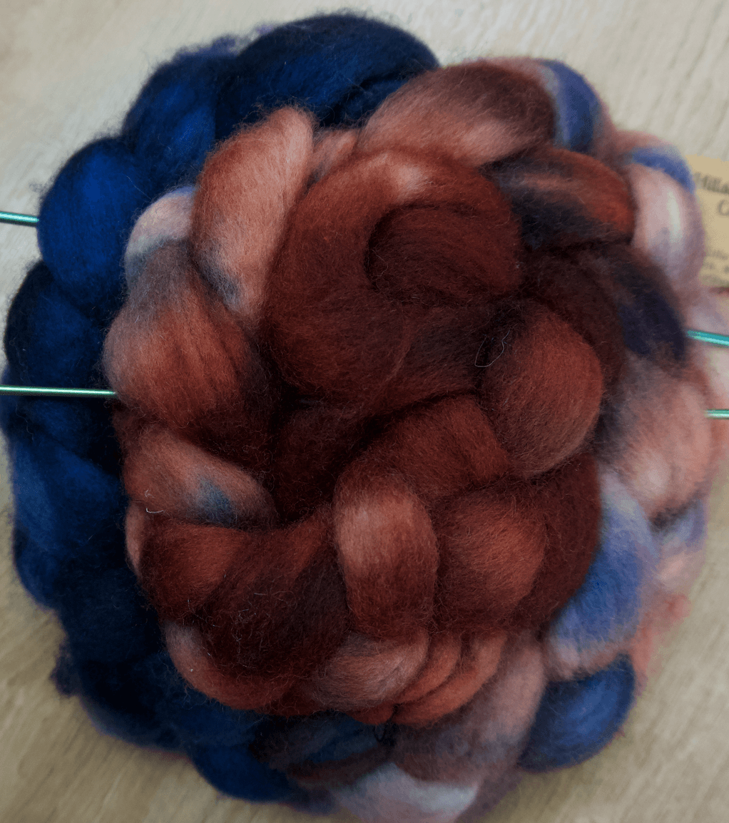 Hand Dyed Roving - 100% Wool - 4oz braid (NY)
