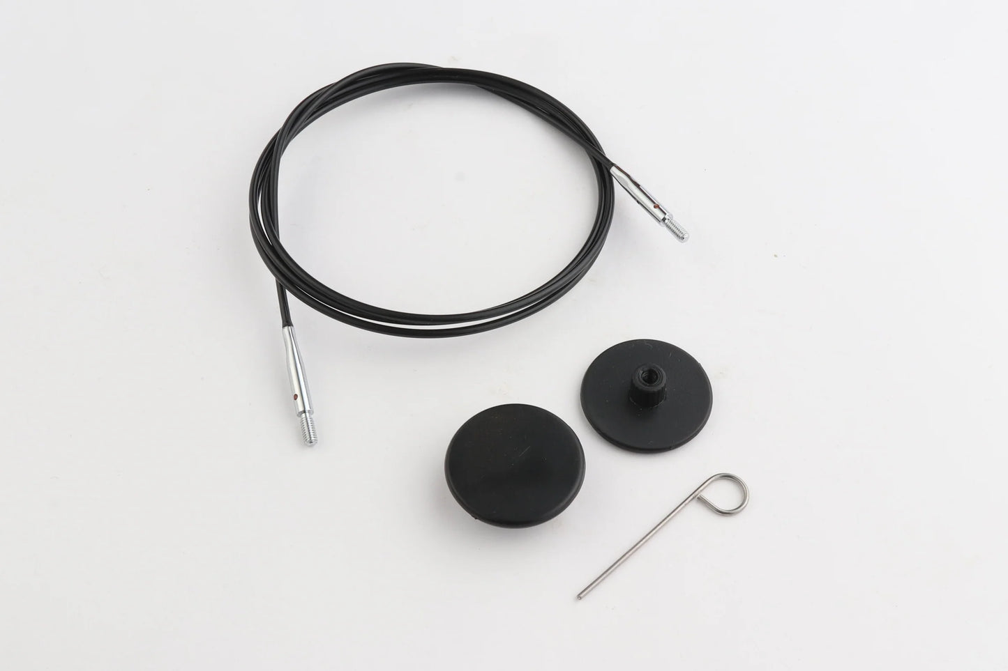 KnitPro - Swivel Cables - Black Nylon-Coated Stainless Steel Silver Connectors - KnitPro, Knitters Pride, KnitPicks, Lantern Moon, and Lykke
