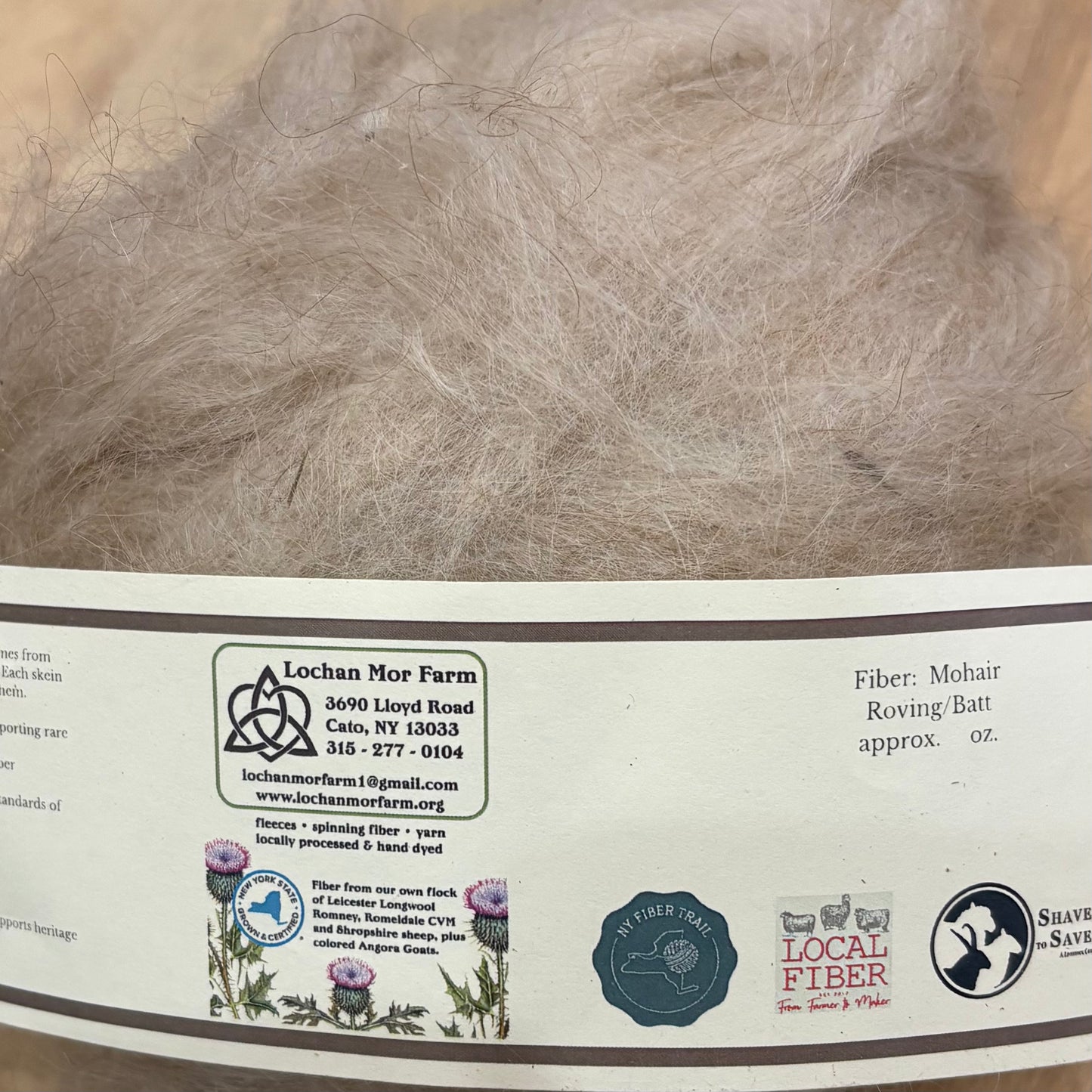 Mohair Roving/Batt - 4 oz - NY