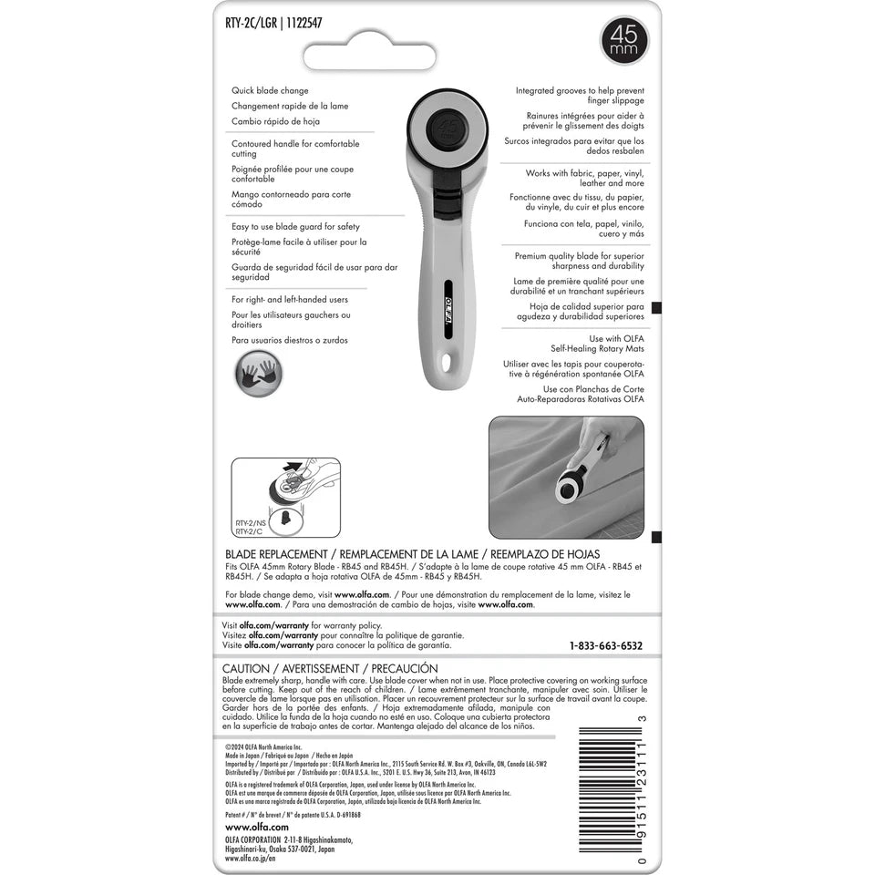 Splash Rotary Cutter 45mm, Lime Green & Replacement Blades