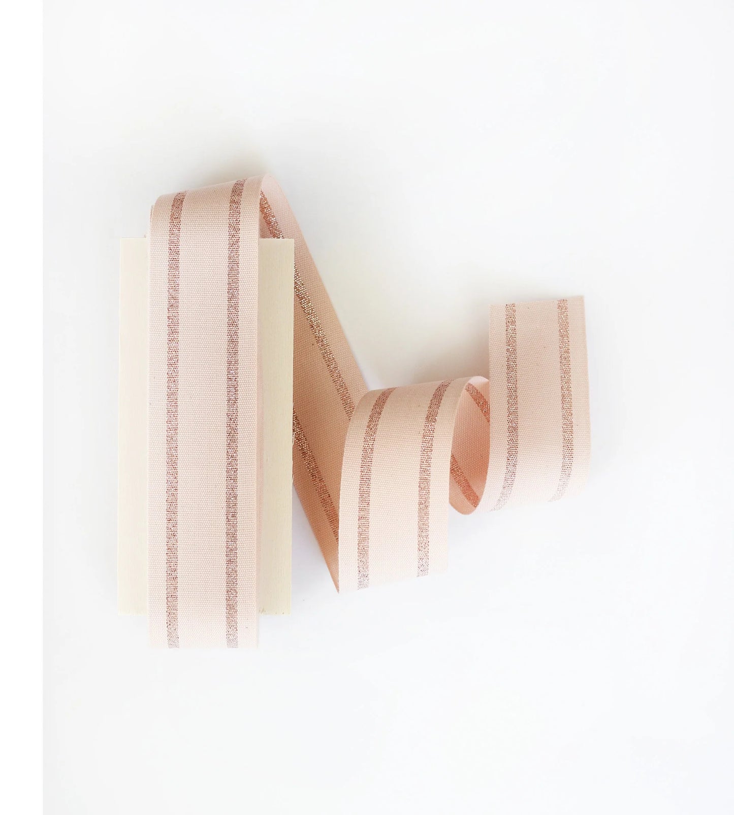 Striped cotton ribbon 1 ½” width - Wood paddle 10 yds