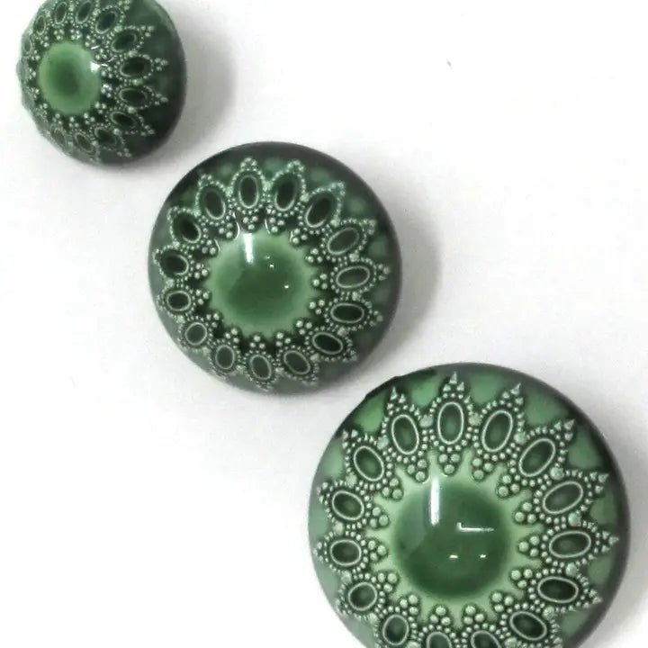 Green/White Medallion Texture Buttons - Size 36
