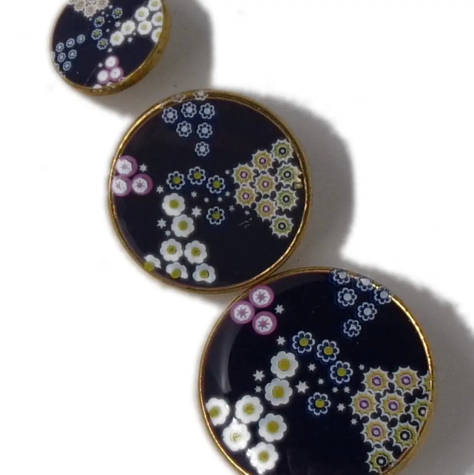 Italian Millefiori Enamel Metal Buttons